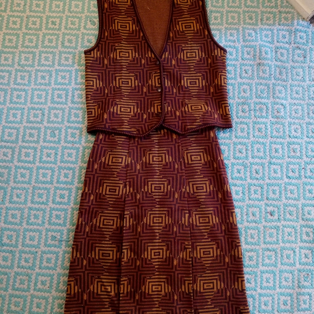 Vintage Wool Knit Skirt Set